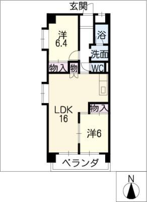 ルミエール原(2LDK/3階)の間取り写真