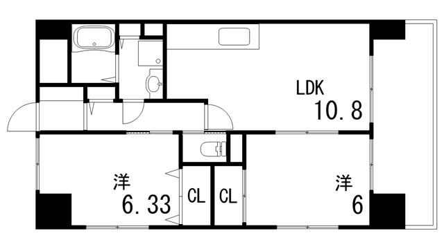LAZO御影(2LDK/5階)の間取り写真