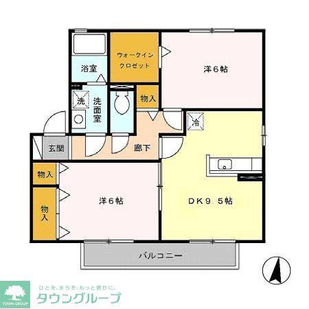 シャトレーB棟(2DK/2階)の間取り写真