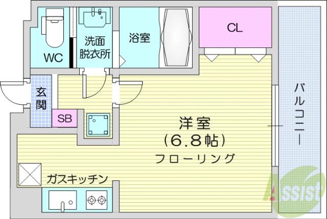 HF仙台レジデンスイースト(1K/6階)の間取り写真