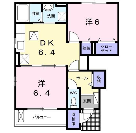 エムズ サニー ガーデンXIII(2DK/1階)の間取り写真
