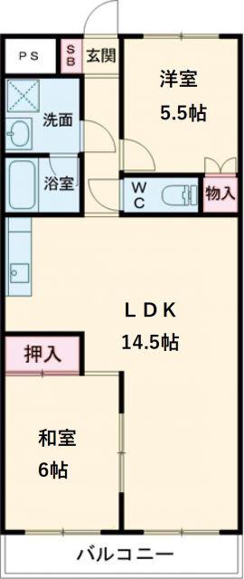 エステートBELL1(2LDK/3階)の間取り写真
