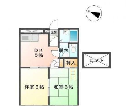 クレール宮崎(2DK/5階)の間取り写真