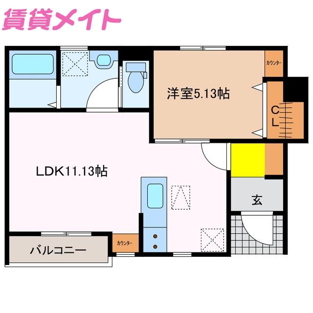 リーブルファイン日永(1LDK/1階)の間取り写真
