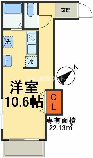 グランニール稲毛東(ワンルーム/1階)の間取り写真