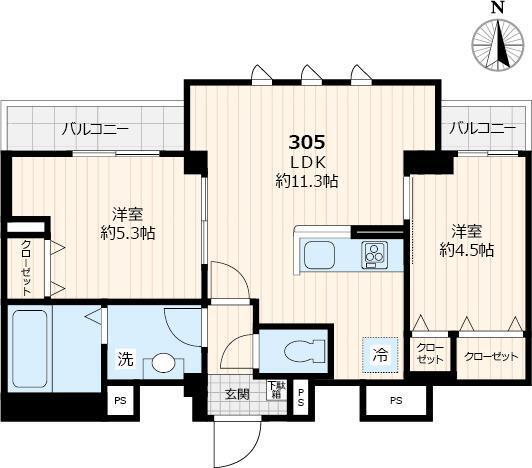 GRAND LOGEMENT グラン ロジュマン(2LDK/3階)の間取り写真