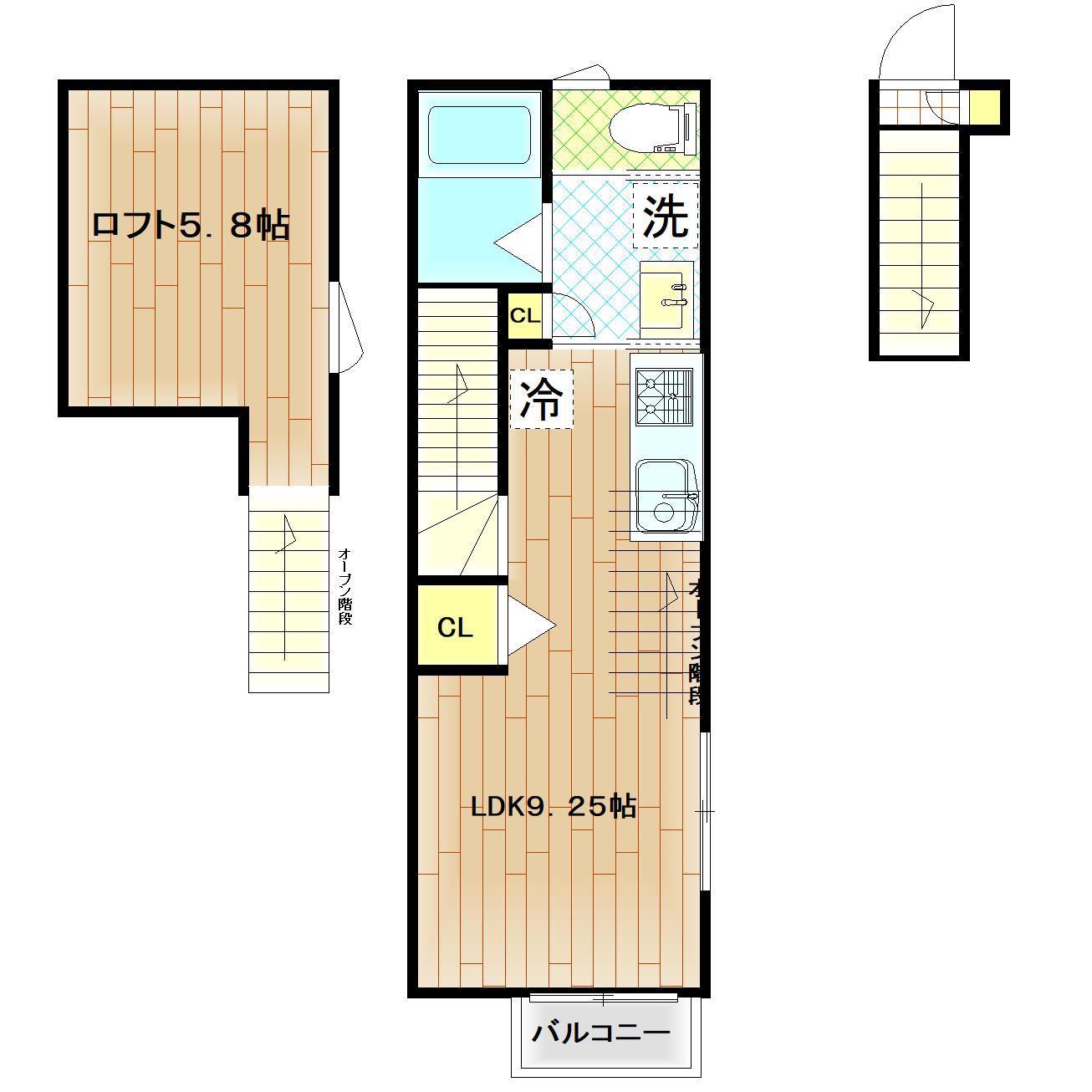 LIBRA COURT榴岡 A棟(1K/2階)の間取り写真