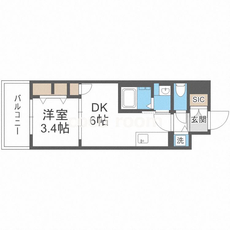 エスタート塚本(1DK/6階)の間取り写真