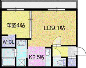 ONE レジデンス 千歳(1LDK/2階)の間取り写真