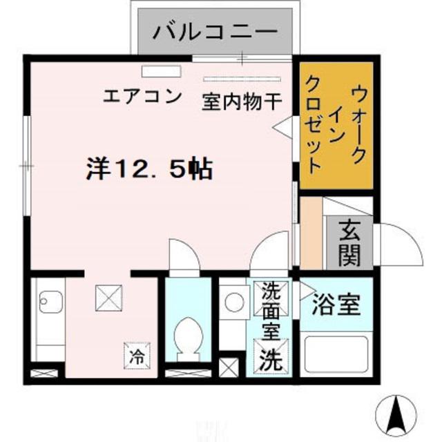 あーばんはいつ神前 A棟(ワンルーム/1階)の間取り写真