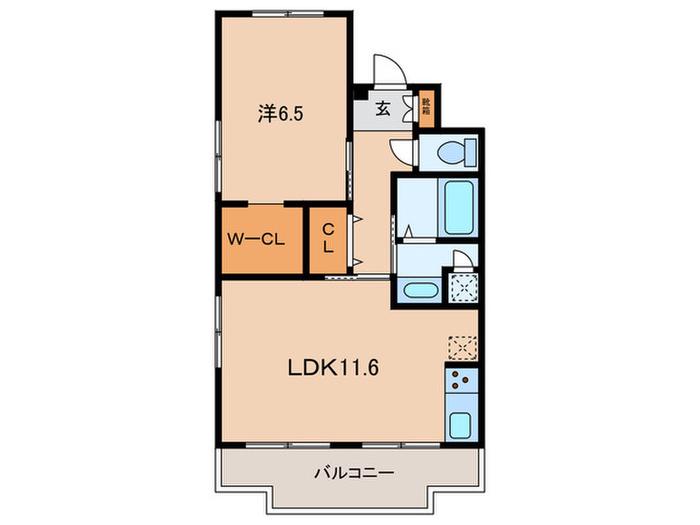 グランドール梶山(1LDK/3階)の間取り写真