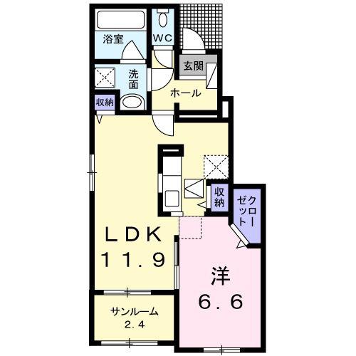 サンハイムF(1LDK/1階)の間取り写真