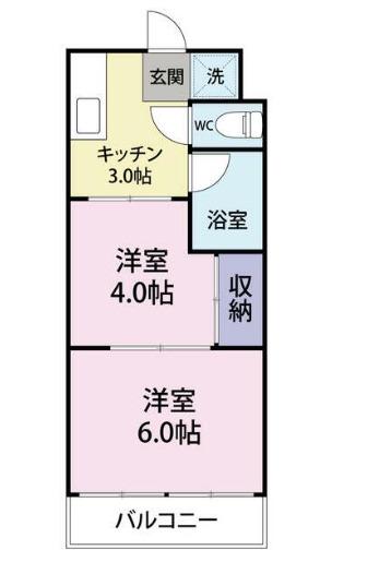 コーポ反町(2K/2階)の間取り写真