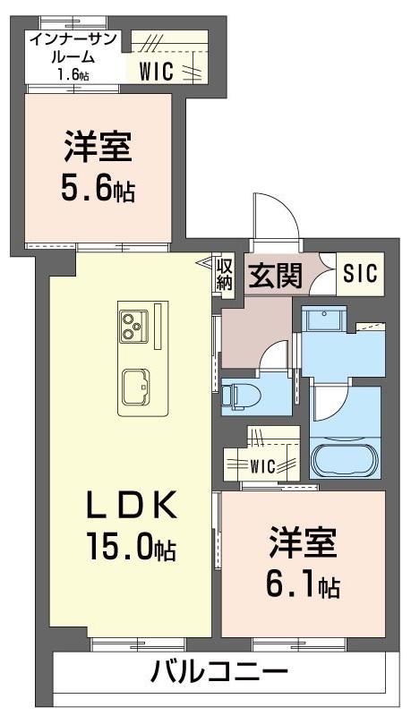 アルモニ北浦和(2LDK/1階)の間取り写真