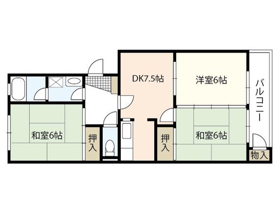 明神ビル(3DK/3階)の間取り写真