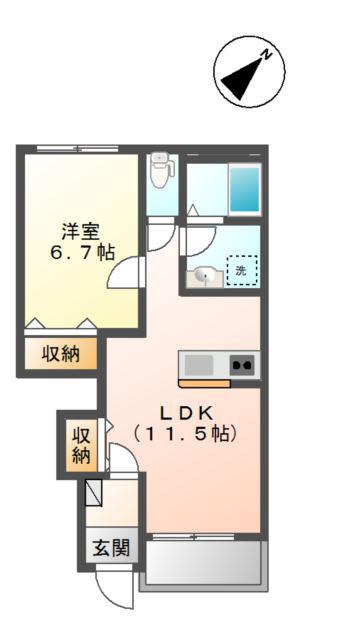サニースペース(1LDK/1階)の間取り写真