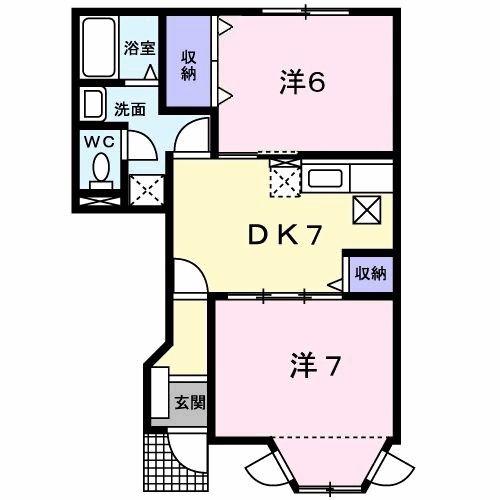 サンパティーク(2DK/1階)の間取り写真