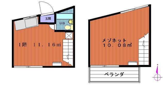 第一代田橋アーバンライフ(2K/1階)の間取り写真