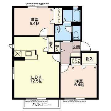 ウィル福田(2LDK/2階)の間取り写真
