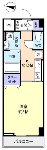 プログレス花通(1K/2階)の間取り写真