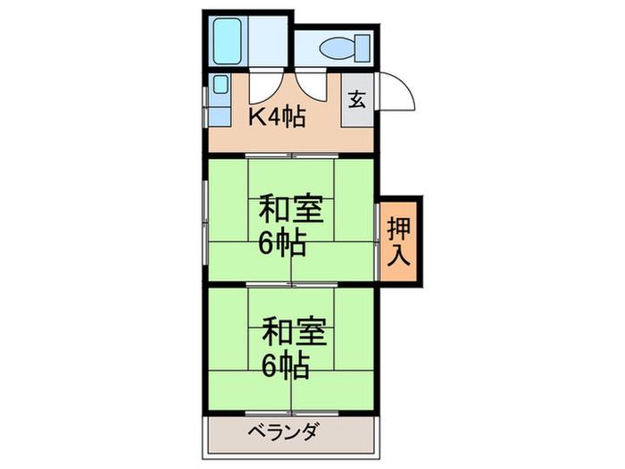 ロイヤル今川(2K/2階)の間取り写真