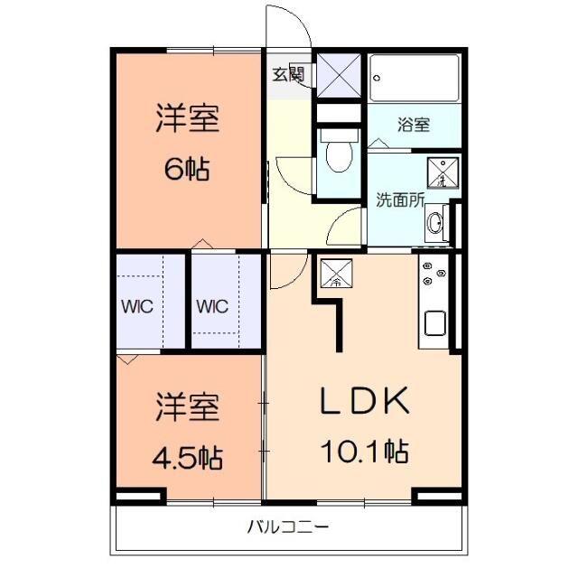 シュミート・ヤマカ(2LDK/3階)の間取り写真