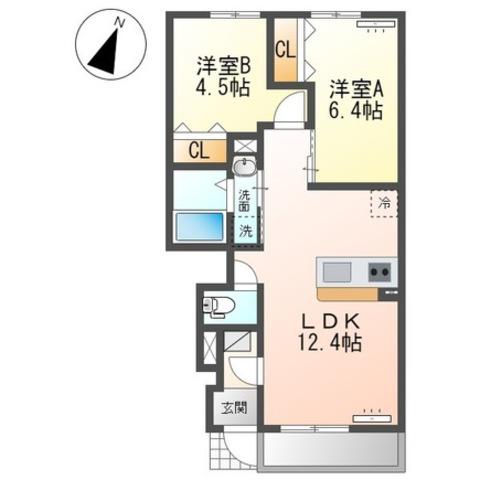 エタンセル(2LDK/1階)の間取り写真