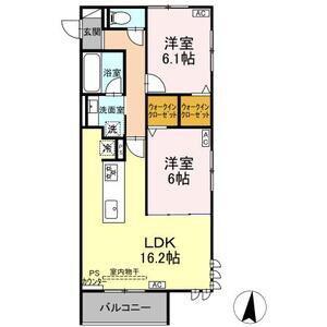 グラシア広路本町(2LDK/3階)の間取り写真