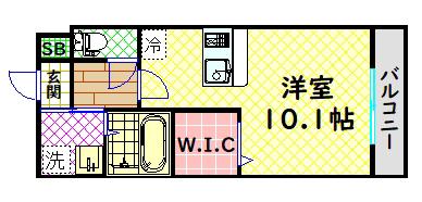 フロールマリポッサ(ワンルーム/2階)の間取り写真