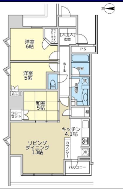 ワールドシティタワーズアクアタワー(3LDK/38階)の間取り写真