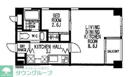ヴェル・フルール(1LDK/1階)の間取り写真