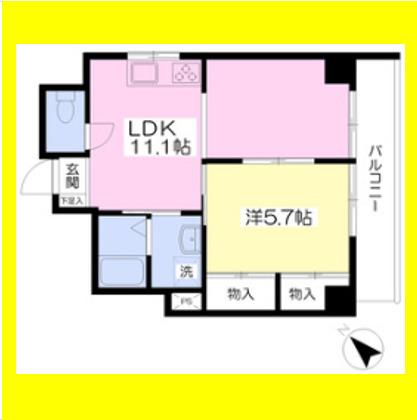 プレステージ南(1LDK/2階)の間取り写真