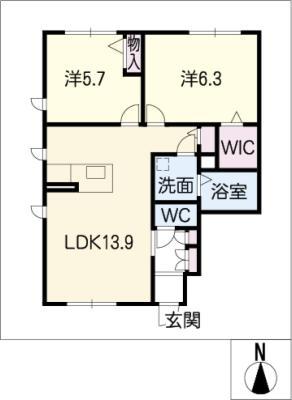 サンロイヤル北方 H棟(2LDK/1階)の間取り写真