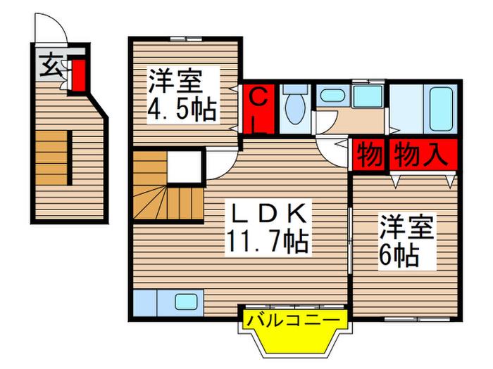 サンパティーク(2LDK/2階)の間取り写真