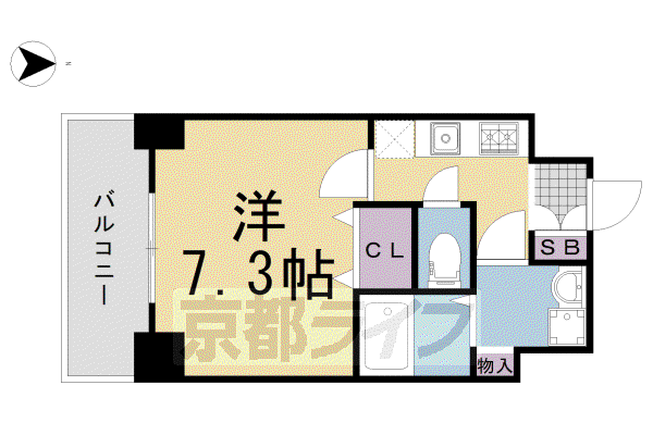 プレサンス京都北野白梅町(1K/6階)の間取り写真