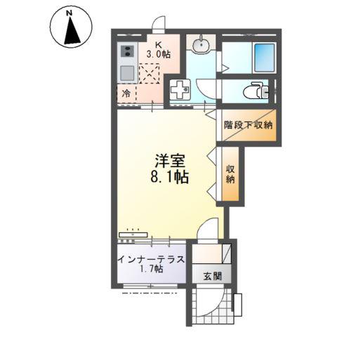 岐阜市黒野 工事(1K/1階)の間取り写真
