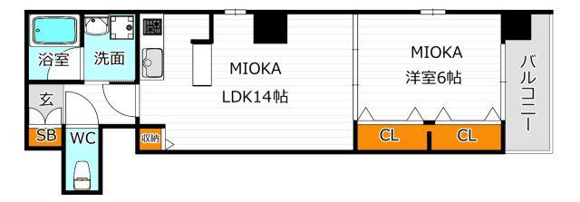 BROAD阿倍野阪南町RESIDENCE(1LDK/5階)の間取り写真