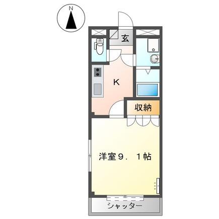 プランドールA(1K/1階)の間取り写真