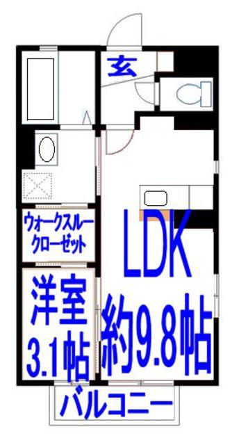 ドルフ花垣A(1LDK/1階)の間取り写真