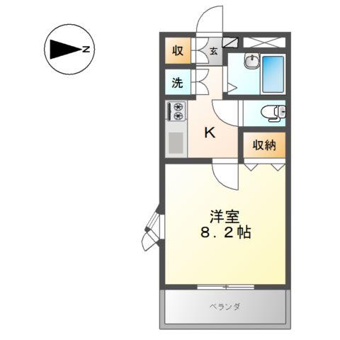 アプローズ(1K/2階)の間取り写真