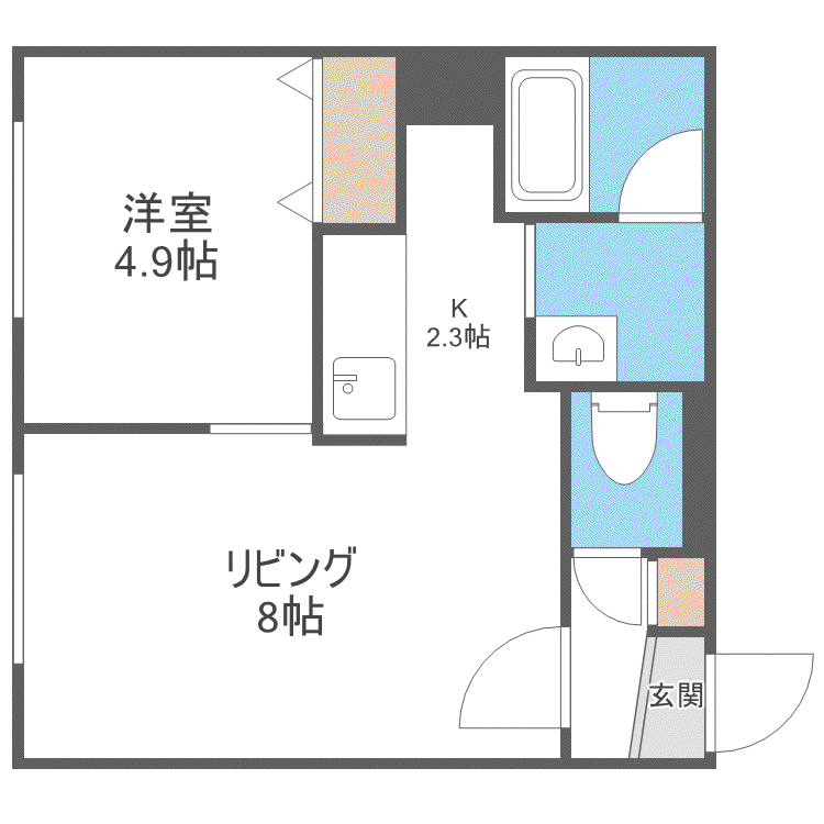 アモール円山(1LDK/2階)の間取り写真