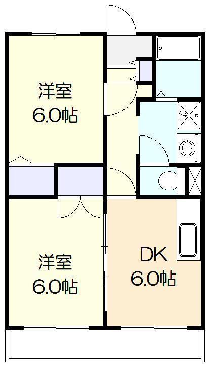ベルレージュ宮崎II(2DK/2階)の間取り写真