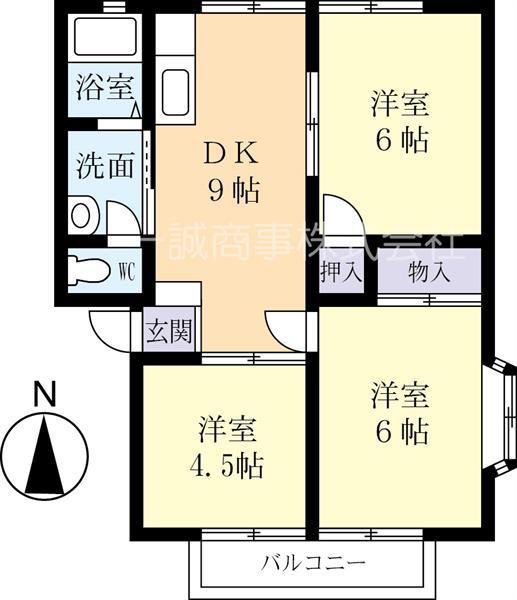 プルミエール守谷B棟(3DK/1階)の間取り写真