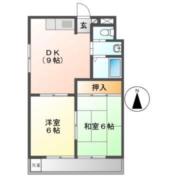 マンション丘(2DK/3階)の間取り写真