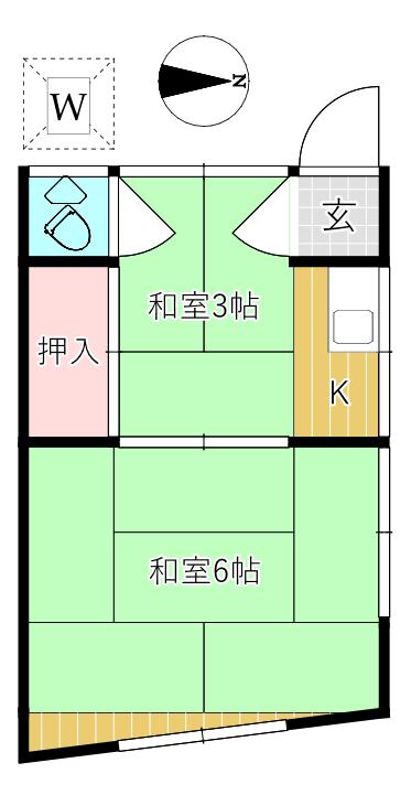 森荘(2K/2階)の間取り写真
