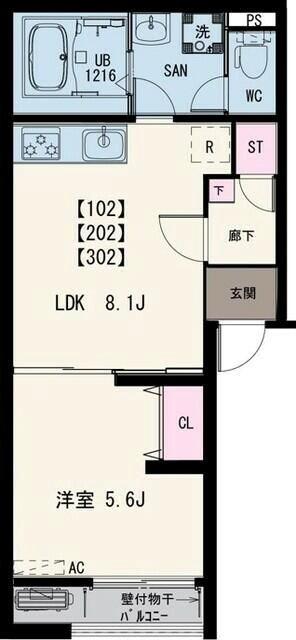 MKT伊勢町(1LDK/1階)の間取り写真
