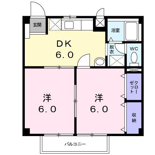 ハイム丸芝A(2DK/2階)の間取り写真