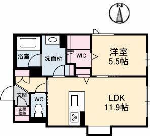 シャーメゾンベレオ西桜町(1LDK/1階)の間取り写真