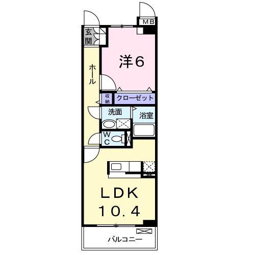 フィールド ア カラーステージ(1LDK/2階)の間取り写真