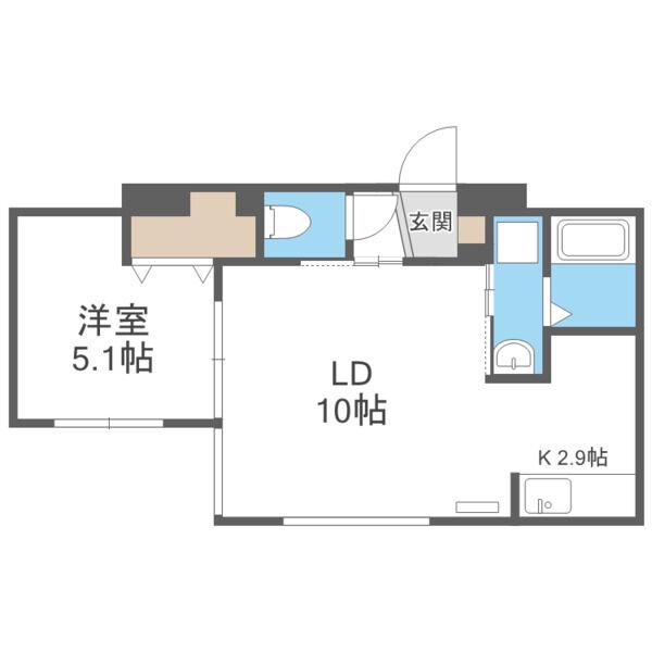 YU-COURT南郷7丁目(1LDK/4階)の間取り写真